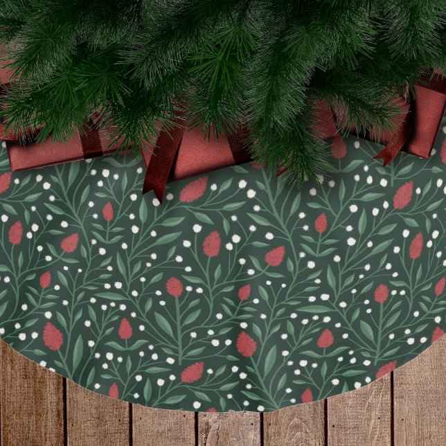 Cosy Classic Elegant Floral Christmas Pattern Brushed Polyester Tree Skirt (Creator Uploaded)