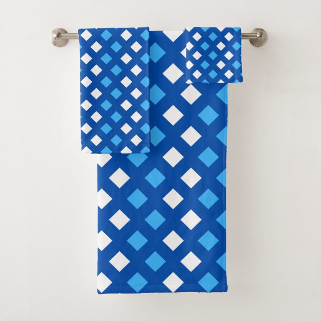 Cosy Classic Plaid Dark Blue Bathroom Towel Set (Insitu)
