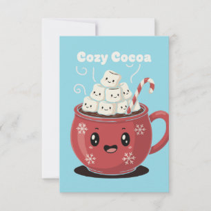Cosy Cocoa Cute Kawaii Hot Chocolate Christmas Thank You Card