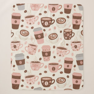Cosy Coffee Cup Pattern (10) Sherpa Blanket