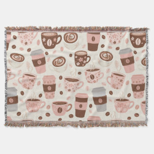 Cosy Coffee Cup Pattern (10) Throw Blanket