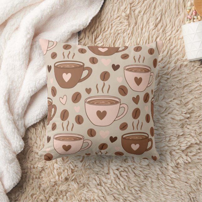 Cosy Coffee Cup Pattern (11) Cushion (Blanket)