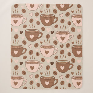 Cosy Coffee Cup Pattern (11) Sherpa Blanket