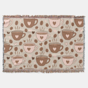 Cosy Coffee Cup Pattern (11) Throw Blanket