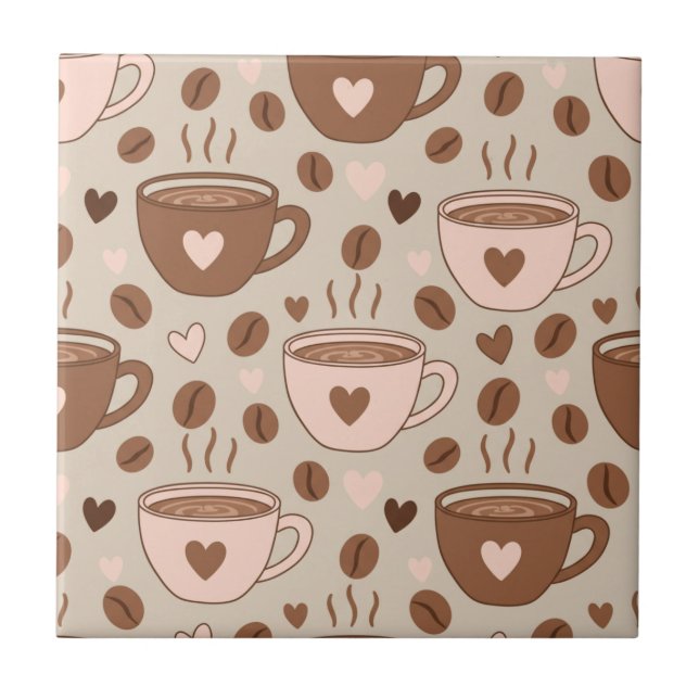 Cosy Coffee Cup Pattern (11) Tile (Front)