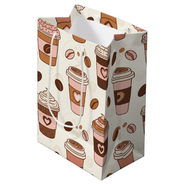 Cosy Coffee Cup Pattern (12) Medium Gift Bag (Front Angled)