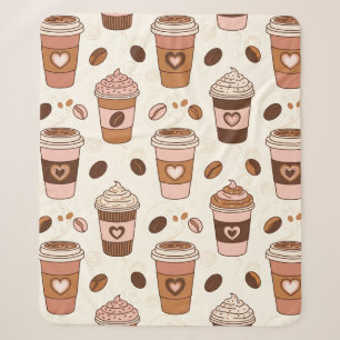 Cosy Coffee Cup Pattern (12) Sherpa Blanket