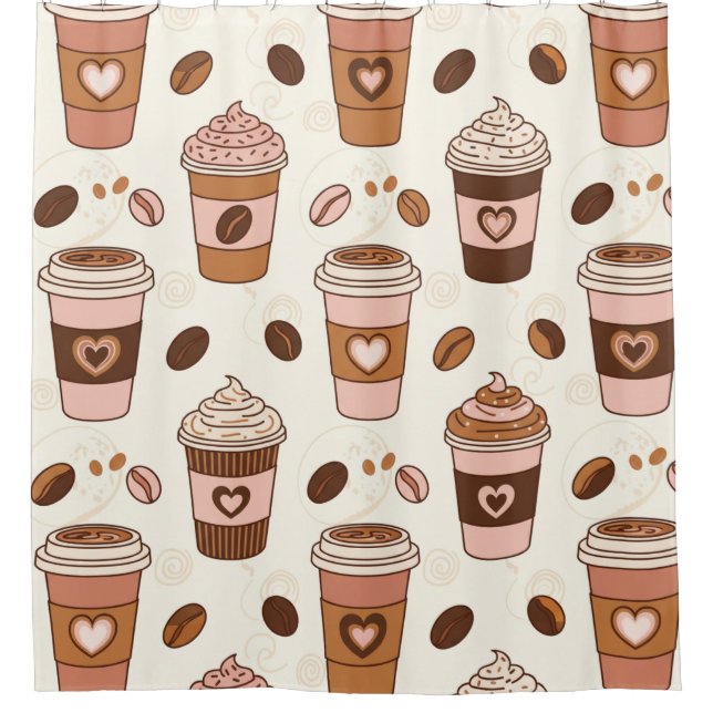 Cosy Coffee Cup Pattern (12) Shower Curtain (Front)