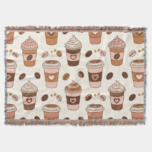 Cosy Coffee Cup Pattern (12) Throw Blanket