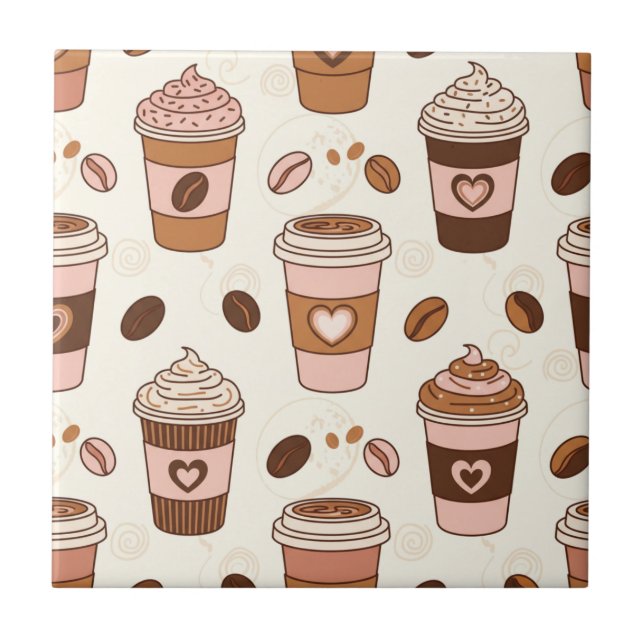 Cosy Coffee Cup Pattern (12) Tile (Front)