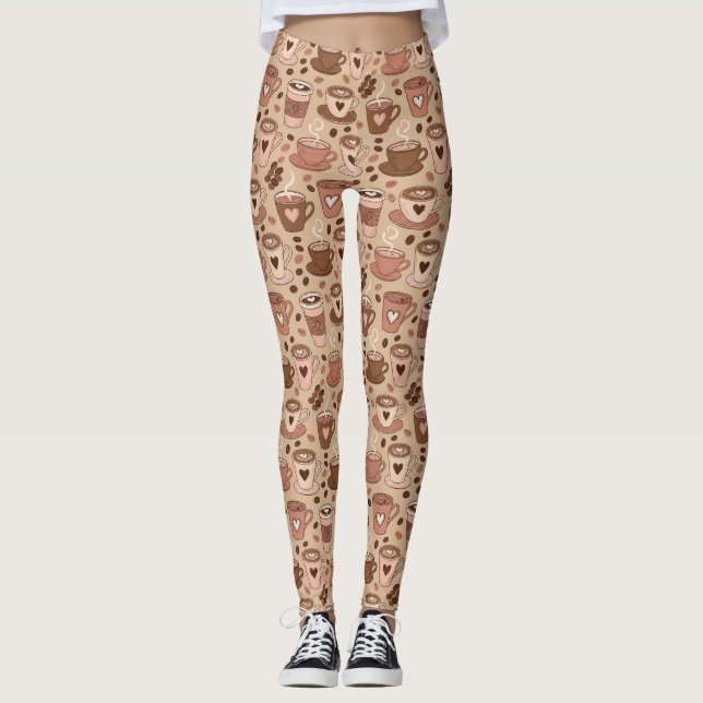 Cosy Coffee Cup Pattern (1) Leggings (Front)