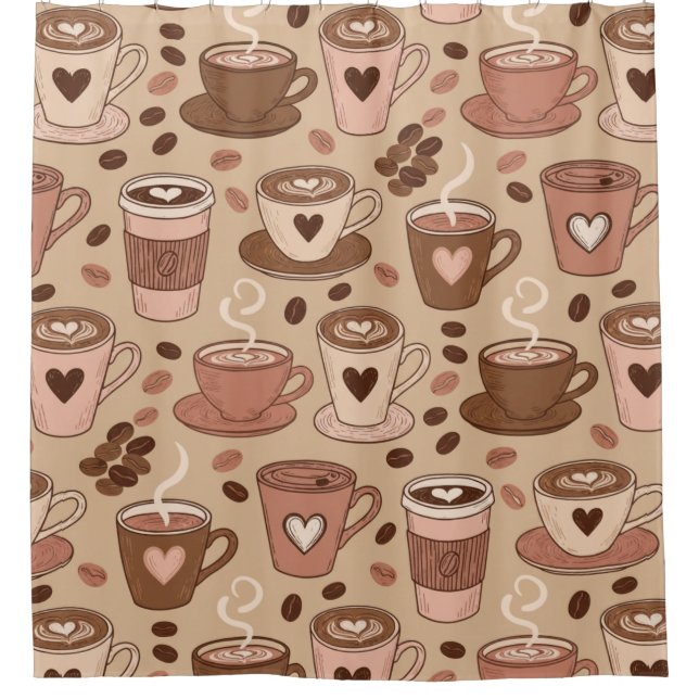 Cosy Coffee Cup Pattern (1) Shower Curtain (Front)