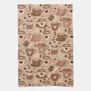 Cosy Coffee Cup Pattern (1) Tea Towel