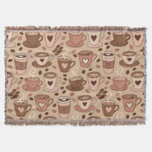 Cosy Coffee Cup Pattern (1) Throw Blanket