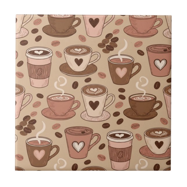 Cosy Coffee Cup Pattern (1) Tile (Front)