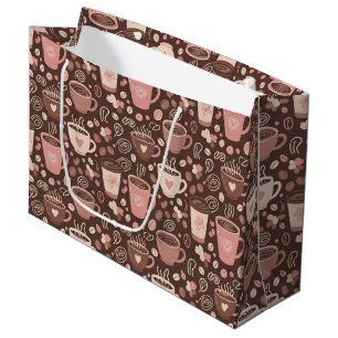 Cosy Coffee Cup Pattern (2) Large Gift Bag