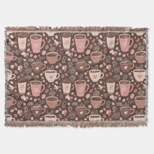 Cosy Coffee Cup Pattern (2) Throw Blanket