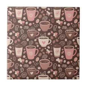 Cosy Coffee Cup Pattern (2) Tile