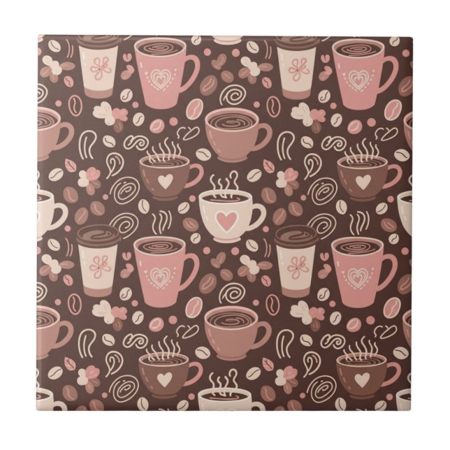 Cosy Coffee Cup Pattern (2) Tile (Front)