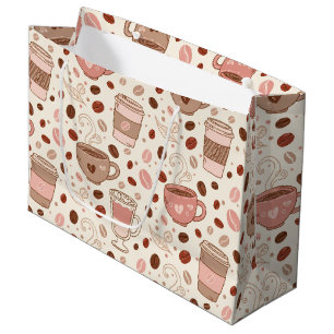 Cosy Coffee Cup Pattern (3) Large Gift Bag
