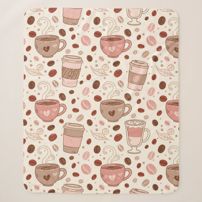 Cosy Coffee Cup Pattern (3) Sherpa Blanket (Front)