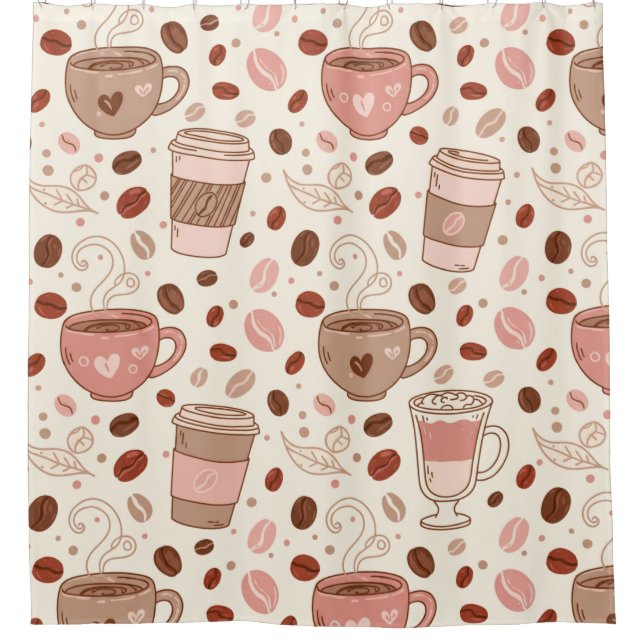 Cosy Coffee Cup Pattern (3) Shower Curtain (Front)