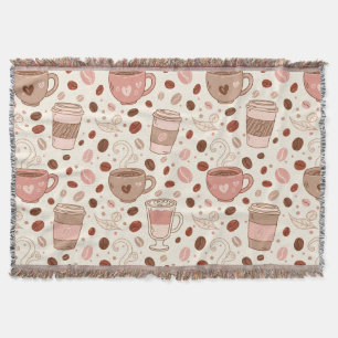 Cosy Coffee Cup Pattern (3) Throw Blanket