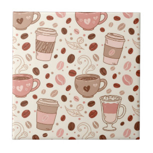 Cosy Coffee Cup Pattern (3) Tile