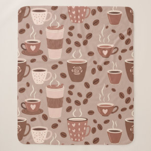 Cosy Coffee Cup Pattern (4) Sherpa Blanket