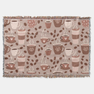 Cosy Coffee Cup Pattern (4) Throw Blanket