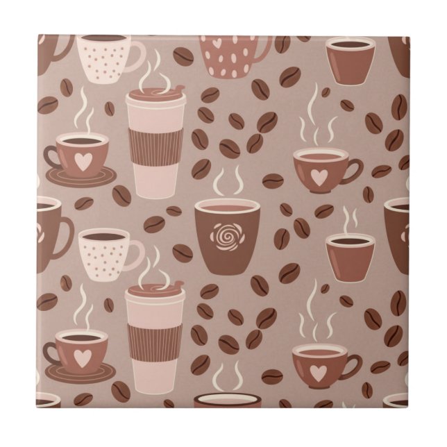 Cosy Coffee Cup Pattern (4) Tile (Front)