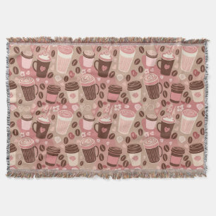 Cosy Coffee Cup Pattern (5) Throw Blanket