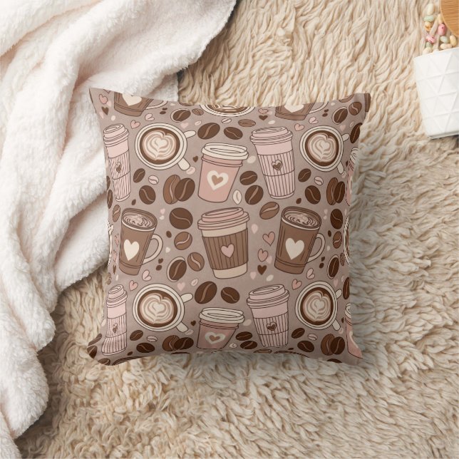 Cosy Coffee Cup Pattern (6) Cushion (Blanket)