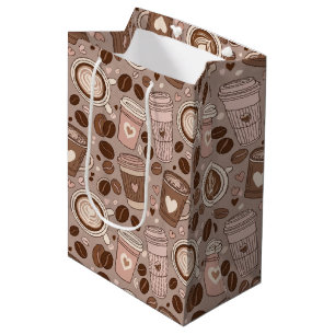 Cosy Coffee Cup Pattern (6) Medium Gift Bag