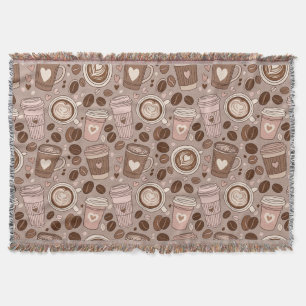 Cosy Coffee Cup Pattern (6) Throw Blanket