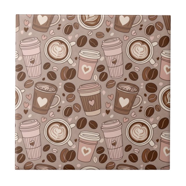 Cosy Coffee Cup Pattern (6) Tile (Front)