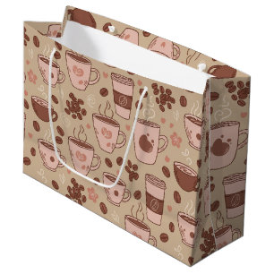 Cosy Coffee Cup Pattern (7) Large Gift Bag