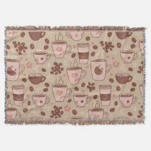 Cosy Coffee Cup Pattern (7) Throw Blanket