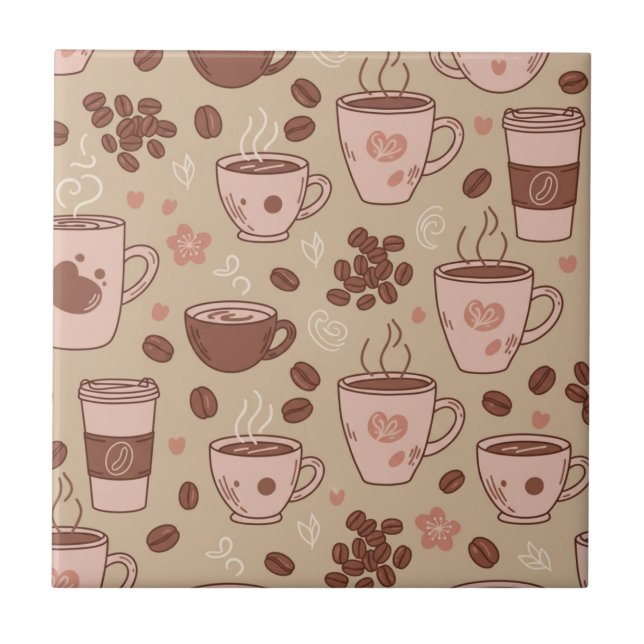 Cosy Coffee Cup Pattern (7) Tile (Front)