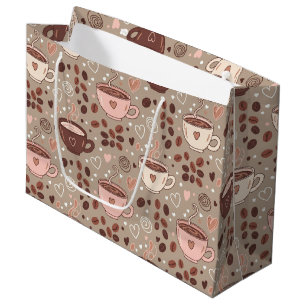Cosy Coffee Cup Pattern (8) Large Gift Bag
