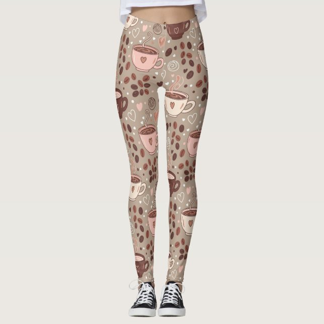 Cosy Coffee Cup Pattern (8) Leggings (Front)