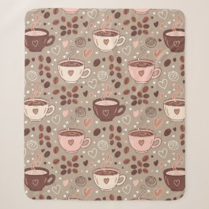 Cosy Coffee Cup Pattern (8) Sherpa Blanket