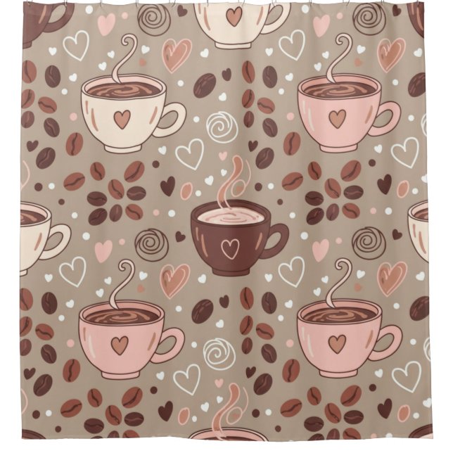 Cosy Coffee Cup Pattern (8) Shower Curtain (Front)