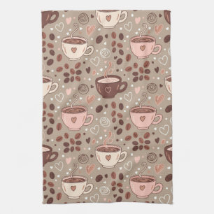 Cosy Coffee Cup Pattern (8) Tea Towel