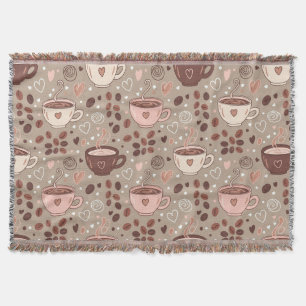 Cosy Coffee Cup Pattern (8) Throw Blanket