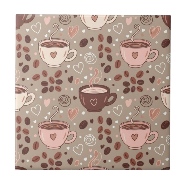 Cosy Coffee Cup Pattern (8) Tile (Front)
