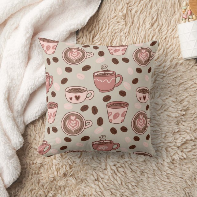 Cosy Coffee Cup Pattern (9) Cushion (Blanket)