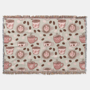 Cosy Coffee Cup Pattern (9) Throw Blanket