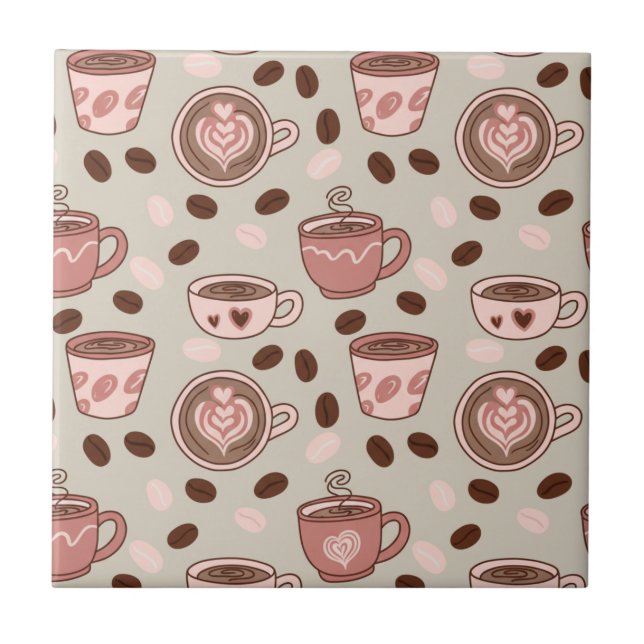 Cosy Coffee Cup Pattern (9) Tile (Front)