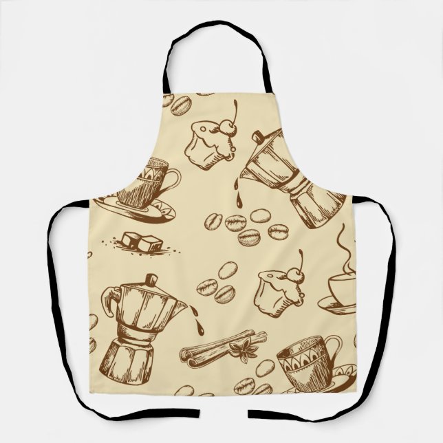 Cosy Coffee Lover Seamless Pattern Apron (Front)